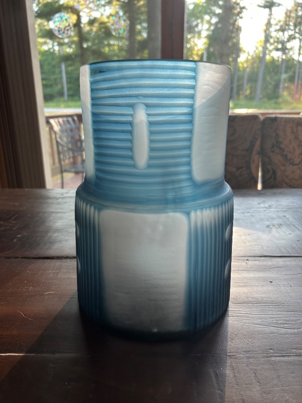 Cyan Design Blue Olmsted Frosted Glass Vase, NWT